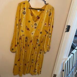 Mustard Yellow Floral Dress